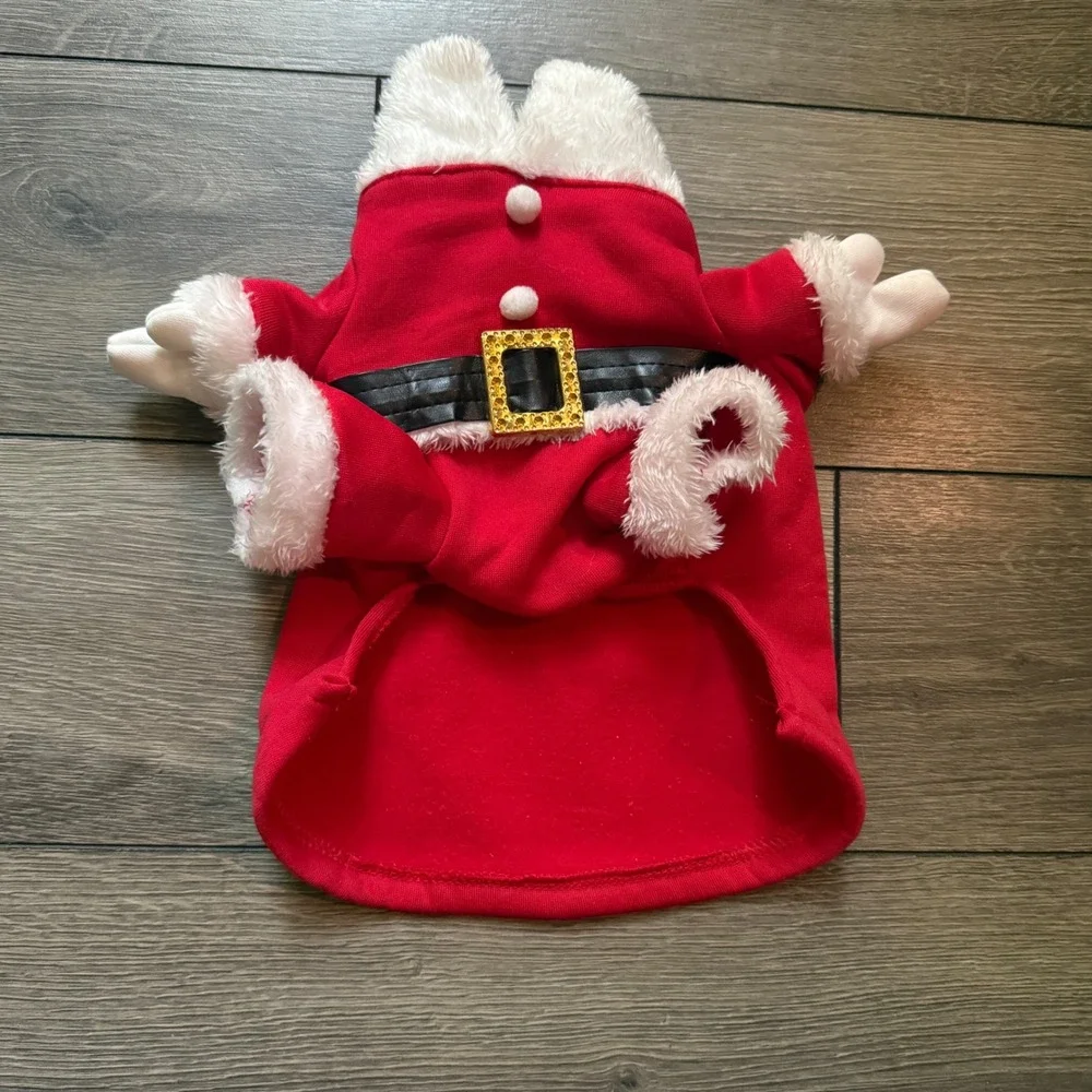 Santa Claus Dog Costume Red White Faux Fur Christmas Pet Outfit Medium